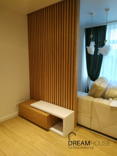 Декоративная перегородка с тумбой для ТВ